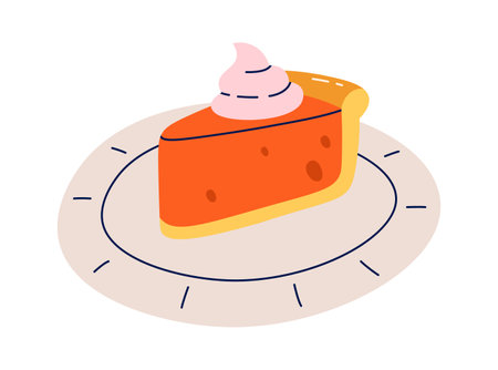 Delicious piece of cake on plate flat icon Dessertのイラスト素材