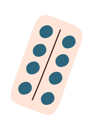 Pharmaceutical medication pills in blister pack flat iconのイラスト素材
