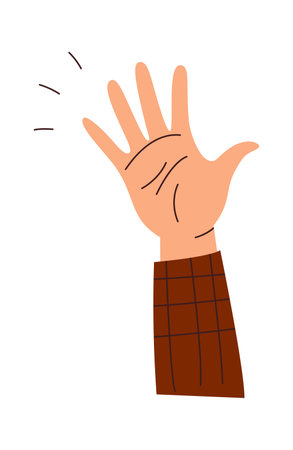 Hand raised up flat icon Showing gesture by fingersのイラスト素材