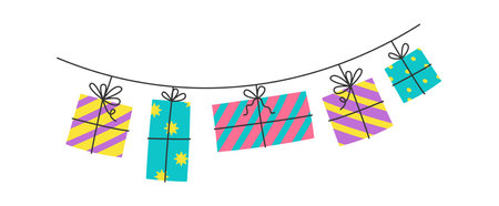 Festive flags holiday decoration flat iconのイラスト素材