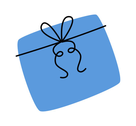 Hand drawn abstract present box flat illustration Birthday design elementのイラスト素材