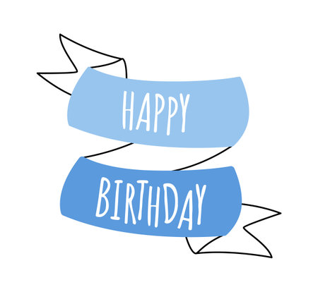 Hand drawn abstract happy birthday inscription Bannerのイラスト素材