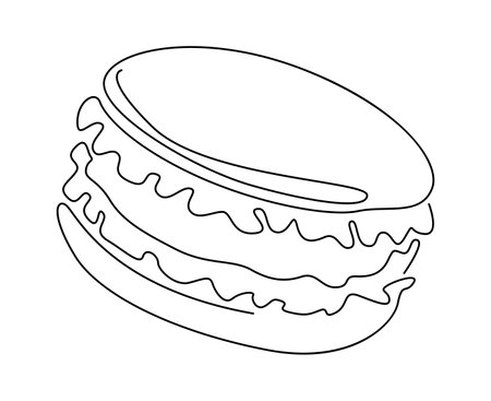 Macaroon sweets Line art dessertのイラスト素材