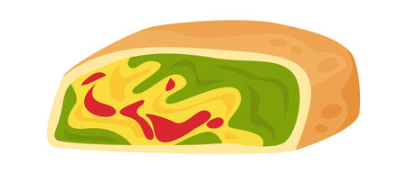 Traditional Mexican cuisine flat illustration Sandwichのイラスト素材