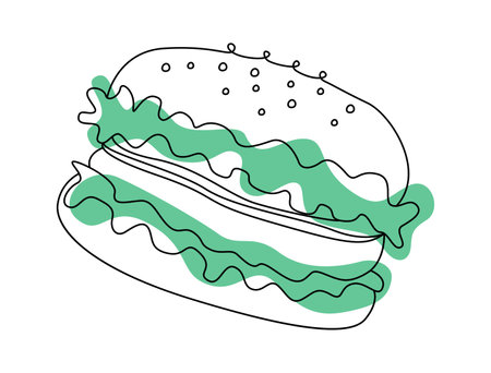 Burger on color spot Fast food snackのイラスト素材