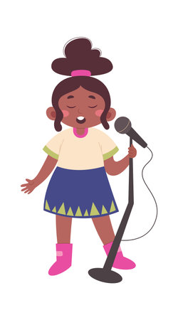 Girl singing musical instrument flat iconのイラスト素材