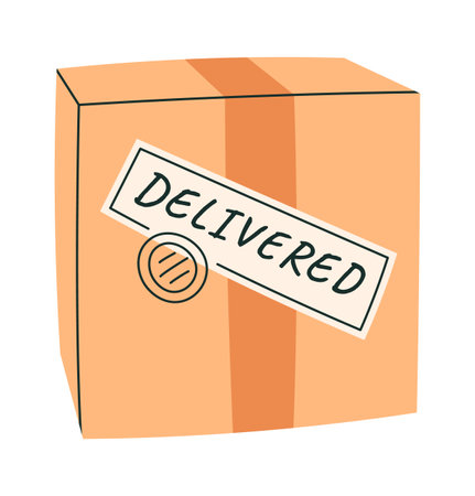 Delivered cardboard box flat iconのイラスト素材