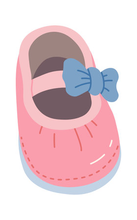 Shoes with ribbon for baby girl flat illustration Fashionable footwearのイラスト素材