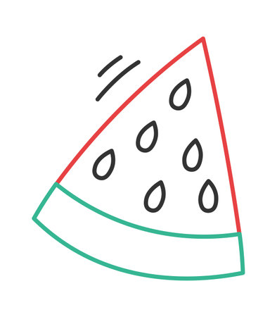 Continuous watermelon slice fruit line art Colored lines design elementのイラスト素材