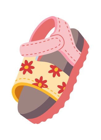 Summer sandal shoe for kids flat illustration Fashionable footwearのイラスト素材