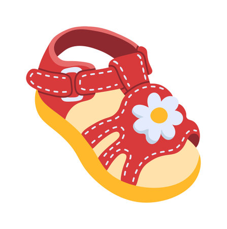 Summer sandal shoe for kids flat illustration Fashionable footwearのイラスト素材