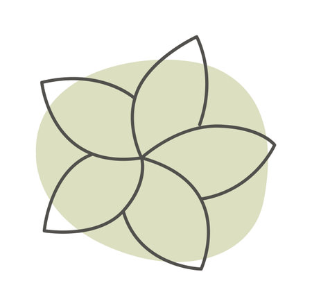 Tropical plant in line art with green blotのイラスト素材