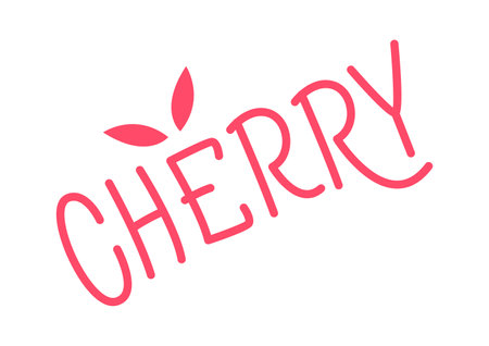Cherry hand drawn inscription Red words on bannerのイラスト素材