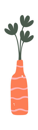 Hand drawn decorative handmade vase with plant flat illustrationのイラスト素材