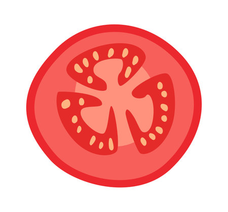 Slice of tomato flat illustration Vegetable ingredient for pizzaのイラスト素材