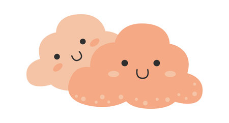 Happy pink clouds characters Weatherのイラスト素材
