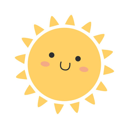 Sunny weather funny character Sun with raysのイラスト素材