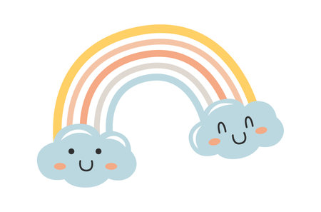 Rainbow funny face character Weather elementのイラスト素材