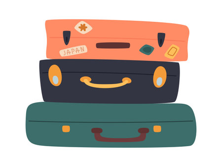 Travel retro suitcases for clothesのイラスト素材