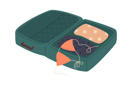 Open travel suitcase with clothesのイラスト素材