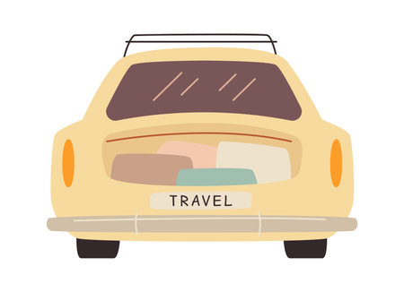 Travel car with suitcases and bagsのイラスト素材
