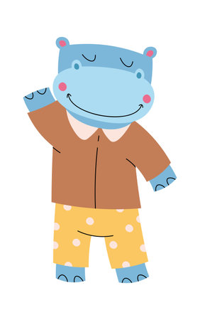 Cute hippo in suitのイラスト素材