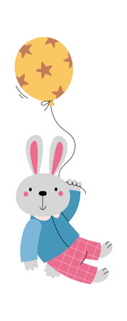 Cute rabbit with balloonのイラスト素材