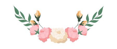 Flower arrangements with rose and green branchesのイラスト素材