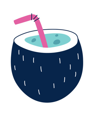 Fresh cocktail in coconutのイラスト素材