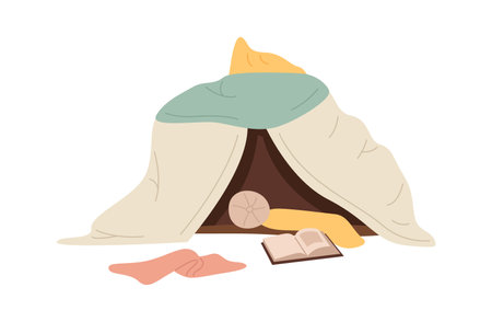 Teepee tent playhouse with book and toyのイラスト素材
