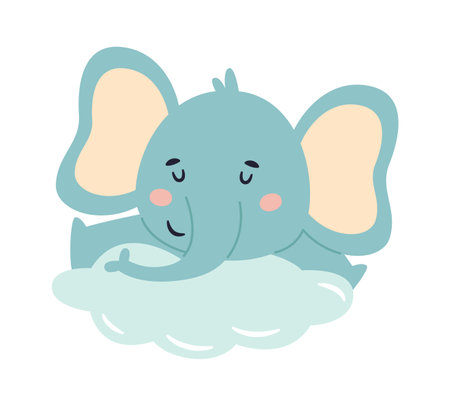 Sleepy Elephant On Cloudのイラスト素材