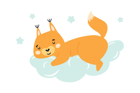 Sleepy Fox On Cloudのイラスト素材