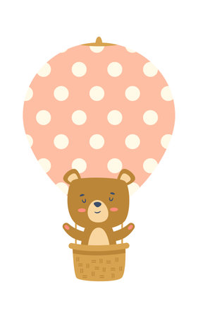 Bear In Hot-Air Balloonのイラスト素材
