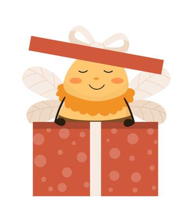 Bee Inside Present Boxのイラスト素材
