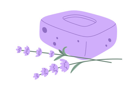Cosmetic Lavender Soap With Lavender Flowersのイラスト素材