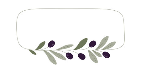 Olive Floral Rectangular Frameのイラスト素材