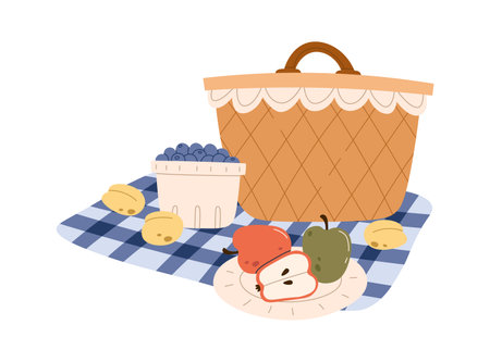 Fruits In Picnic Basketのイラスト素材