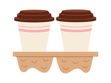 Hot Coffees In Paper Cupのイラスト素材