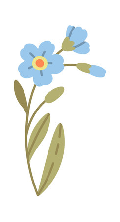 Wildflowers With Leavesのイラスト素材