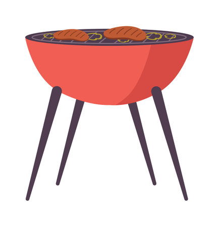 Cooking Steaks On Grillのイラスト素材