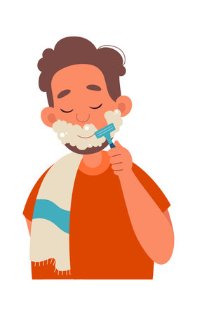 Man Shaving Beardのイラスト素材