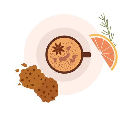 Coffee With Cookies And Grapefruitのイラスト素材