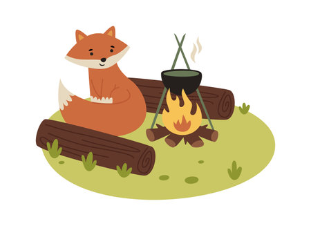 Fox With Cauldron On Fireのイラスト素材