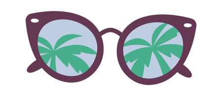 Women Sunglasses With Palms Landscapeのイラスト素材