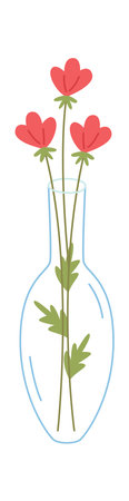 Wildflowers in Glass Vesselのイラスト素材