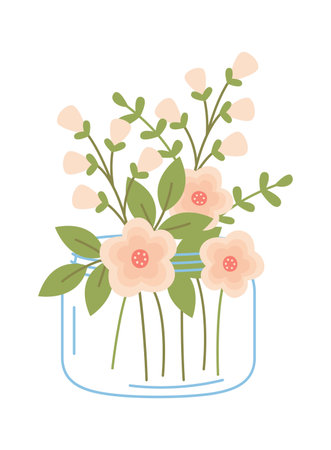 Wildflowers In Jarのイラスト素材