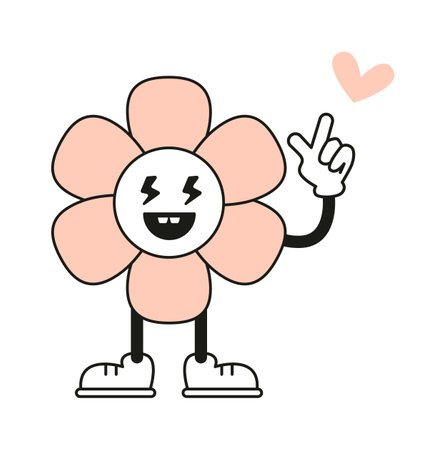 Flower Character With Lightning Eyesのイラスト素材