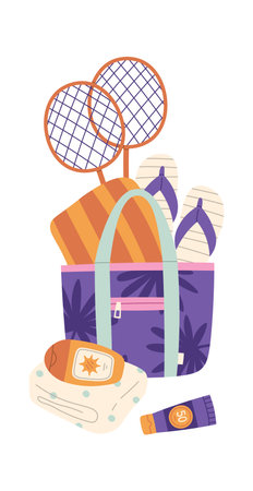 Beach Bag With Summer Thingsのイラスト素材