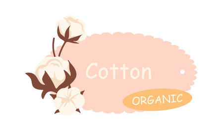 Cotton Flowers With Bannerのイラスト素材