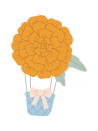 Flowers Balloon Basketのイラスト素材